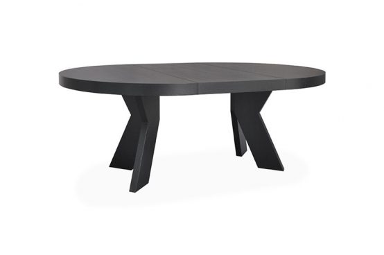 Spisebord Valencia, rundt spisebord med klaff, svart heltre eik spisebord, spisebord, svart spisebord, Home Factory