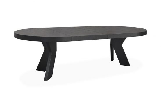Spisebord Valencia, rundt spisebord med klaff, svart heltre eik spisebord, spisebord, svart spisebord, Home Factory