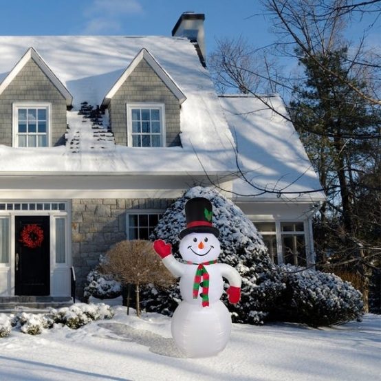 Oppblåsbar snømann julelys jul utendørs