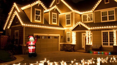 Oppblåsbar nisse med led lys utendørsbelysning julelys